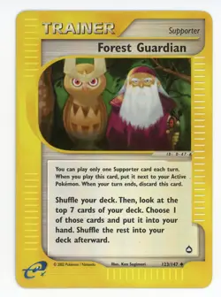 Pokemon Card Forest Guardian 123/147 Reverse Holo Foil Aquapolis EX - Image 1
