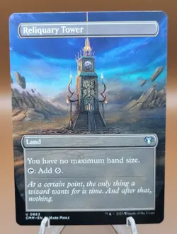 BORDERLESS Reliquary Tower x1 MTG Commander Masters Magic Moderate Play MP - Image 1