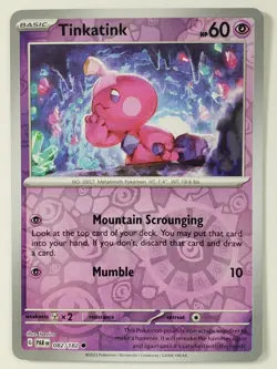 REVERSE HOLO Tinkatink 082/182 NM / M - Paradox Rift Pokemon Card - Teeziro Art - Image 1