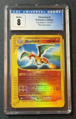 2002 Pokemon Charizard 6/165 Expedition Base Set Reverse Holo Rare Card CGC 8 - Image 1