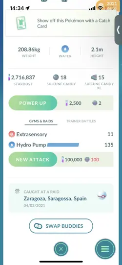 Pokemon Go Legendary Suicune ( Normal ) ( Reduced) - Image 2