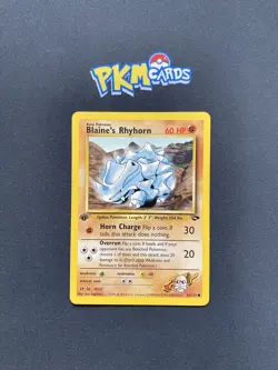 Pokemon TCG Blaine's Rhyhorn Gym Challenge 65/132 Regular 1st Edition LP - Image 1