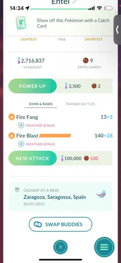 Pokemon Go Legendary Entei ( Normal ) ( Reduced) - Image 2