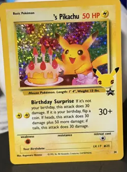 Birthday Pikachu 24/53 Holo Black Star Celebrations Promo Pokemon - Image 1