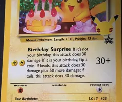 Birthday Pikachu 24/53 Holo Black Star Celebrations Promo Pokemon - Image 3