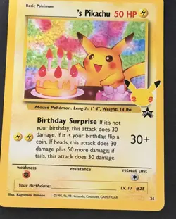 Birthday Pikachu 24/53 Holo Black Star Celebrations Promo Pokemon - Image 4