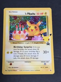 Birthday Pikachu 24/53 Holo Black Star Celebrations Promo Pokemon - Image 5