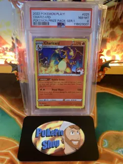 2022 Play! Pokemon Prize Pack Series 1 Charizard 25 - PSA 8 NM-MT - Image 1