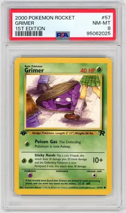 2000 Pokemon Team Rocket #57 Grimer Common 1st Edition / RARE NM-MT PSA 8 *2025 - Image 1