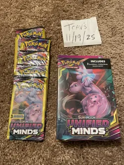 Pokemon Unified Minds Hanger Box Sealed (3 Booster Packs) Plus 5 Sample Packs - Image 1