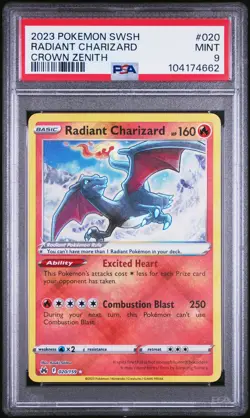 2023 POKEMON SWORD & SHIELD CROWN ZENITH #020 RADIANT CHARIZARD PSA 9 - Image 1