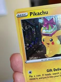 POKEMON PIKACHU SWSH234 POKEMON GO PROMO BLACK STAR COSMOS HOLO HD SWIRL NM CARD - Image 2