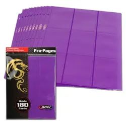 (1) BCW Side Loading 18 Pocket Pro 10 Album Binder Purple Pages MTG Trading Card - Image 1