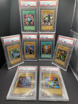 Lot of 8 Vintage PSA Graded Yugioh Cards, 7 First Edition + 1 Holo - Image 1