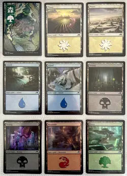 Kamigawa Neon Dynasty Basic Lands MTG Art Full Set Plus Basic Foil Lands - Image 2