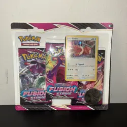 Pokemon TCG Sword & Shield Fusion Strike 3-Pack Blister Eevee Factory Sealed - Image 1