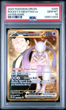 2025 Pokemon Destined Rivals Team Rockets Mewtwo ex Hyper 240/182 PSA 10 - Image 1