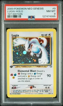 2000 POKEMON NEO GENESIS 1ST ED #9 LUGIA-HOLO PSA 8 - Image 1