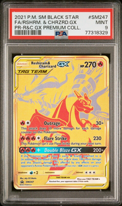PSA 9 MINT Reshiram & Charizard GX SM247 Pokemon 2021 Black Star Promo Card - Image 1