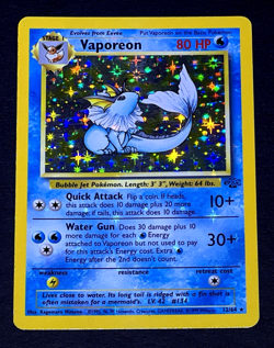 1999 Pokemon VAPOREON Jungle Set HOLO BLEED Misprint ERROR Card 12/64 Rare WotC - Image 1