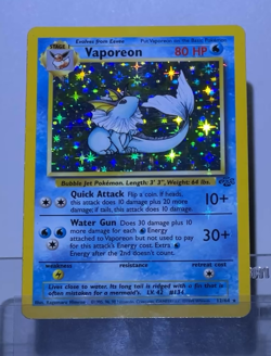1999 Pokemon VAPOREON Jungle Set HOLO BLEED Misprint ERROR Card 12/64 Rare WotC - Image 2