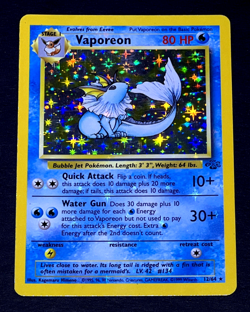 1999 Pokemon VAPOREON Jungle Set HOLO BLEED Misprint ERROR Card 12/64 Rare WotC - Image 3