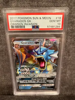 2017 Pokemon Sun & Moon Crimson Invasion 18/111 Gyarados GX PSA 10 - Image 1