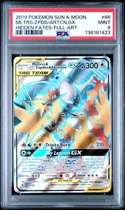 MOLTRES & ZAPDOS & ARTICUNO GX 66/68 PSA 9 HIDDEN FATES POKEMON CARD ENGLISH - Image 1
