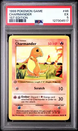 1999 POKEMON BASE SET 1ST EDITION #46 CHARMANDER PSA 5 - Image 1