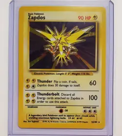 Pokemon Zapdos Base Set 16/102 Holo Card English 1999 - Image 1