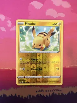 Pokemon Card Pikachu Sword & Shield Reverse Holo 065/202 Near Mint - Image 1