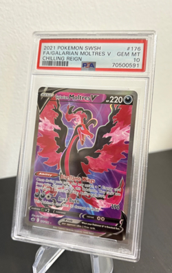 Pokemon 2021 PSA 10 Galarian Moltres V Full Art Chilling Reign 176/198 Card - Image 2