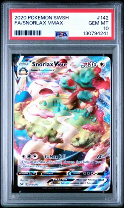2020 POKEMON SWORD & SHIELD #142 FULL ART/SNORLAX VMAX PSA 10 - Image 1