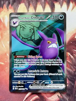 Team Rocket’s Crobat EX 213/182 Pokemon Destined Rivals Ultra Rare Card NM 🦇 - Image 1