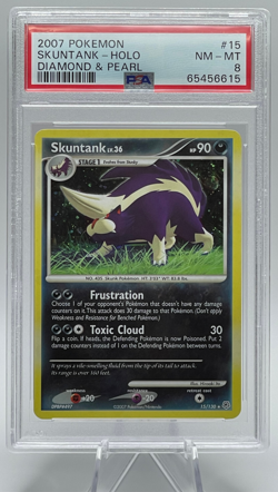 2007 POKEMON DIAMOND & PEARL #15 SKUNTANK-HOLO PSA 8 NM-MT - Image 1