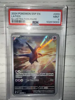 Pokemon TCG Latios Holo Card 203/191 Sv08: Surging Sparks PSA 9 Mint 2024 - Image 2