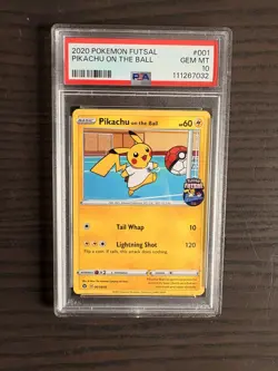 PSA 10 Gem Mint Pokemon Pikachu on the Ball 001/005 Pokemon Futsal Promo 2020 - Image 1