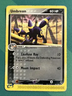 Pokemon Card - Umbreon - Regular Rare (24/100) ex Sandstorm *Damaged* - Image 1