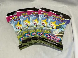 Pokemon TCG Sword & Shield Fusion Strike Booster Pack 5 Packs Sealed Boltund - Image 1