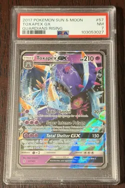 2017 POKEMON SUN & MOON GUARDIANS RISING #57 TOXAPEX GX GUARDIANS RISING PSA 7 - Image 1