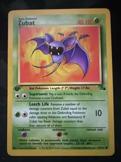Pokemon Card Pokemon Zubat 57/62 First Edition 1st - Image 1