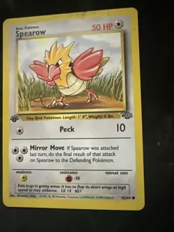Pokemon Card Pokemon Spearow 62/64 First Edition 1st - Image 2