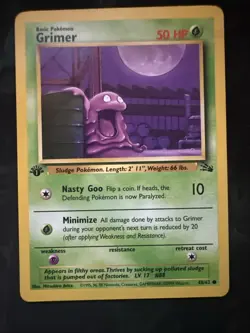 Pokemon Card Pokemon Grimer 48/62 First Edition 1st - Image 1