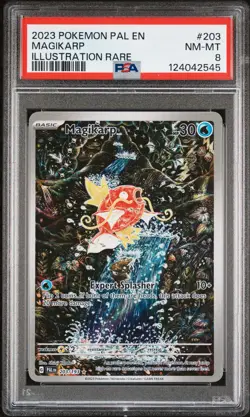 2023 POKEMON PAL EN-PALDEA EVOLVED ILLUSTRATION RARE #203 MAGIKARP PSA 8 - Image 1