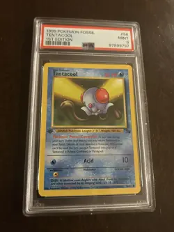1999 Pokemon Fossil Set 1st Edition #56 - TENTACOOL PSA 9 - Image 1