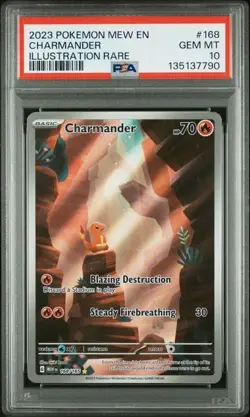 2023 Pokemon Mew En-151 #168 Charmander Illustration Rare PSA 10 - Image 1