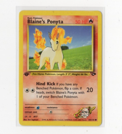 Pokemon TCG Blaine's Ponyta 64/132 1st Edition WOTC Gym Challenge NM - Image 1