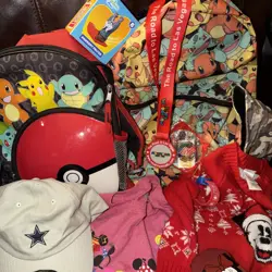 LARGE ITEM LOT BUNDLE POKEMON BAGS CARDS NFL MLB DISNEY CAMO HATS Kids MARIO - Image 2