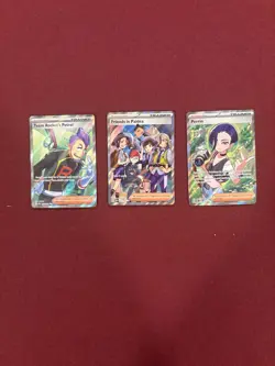 Pokemon Three Rare Card Full Holo Trainer Lot Petrel, Friends Of Paldea, Perrin - Image 1