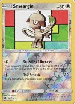 Pokemon TCG Smeargle Reverse Holo Card 151/214 Sun & Moon Lost Thunder 2018 - Image 1